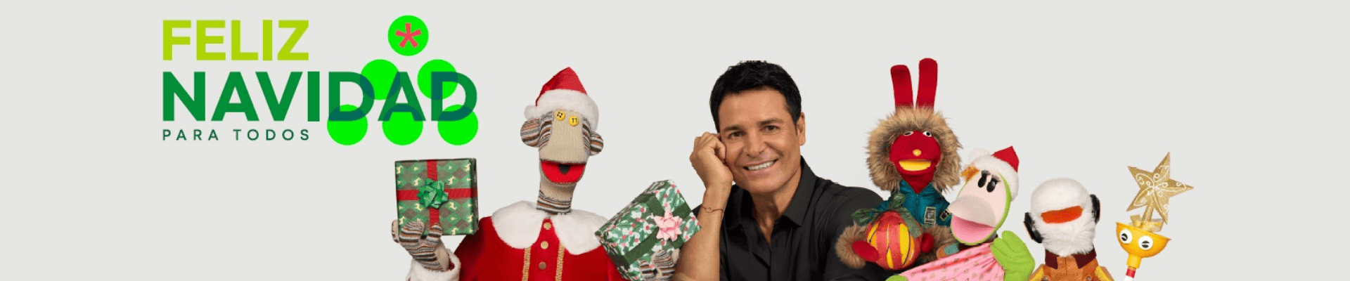 Chayanne y personajes de 31 Minutos presentando la campaña de Navidad 2025 de Falabella